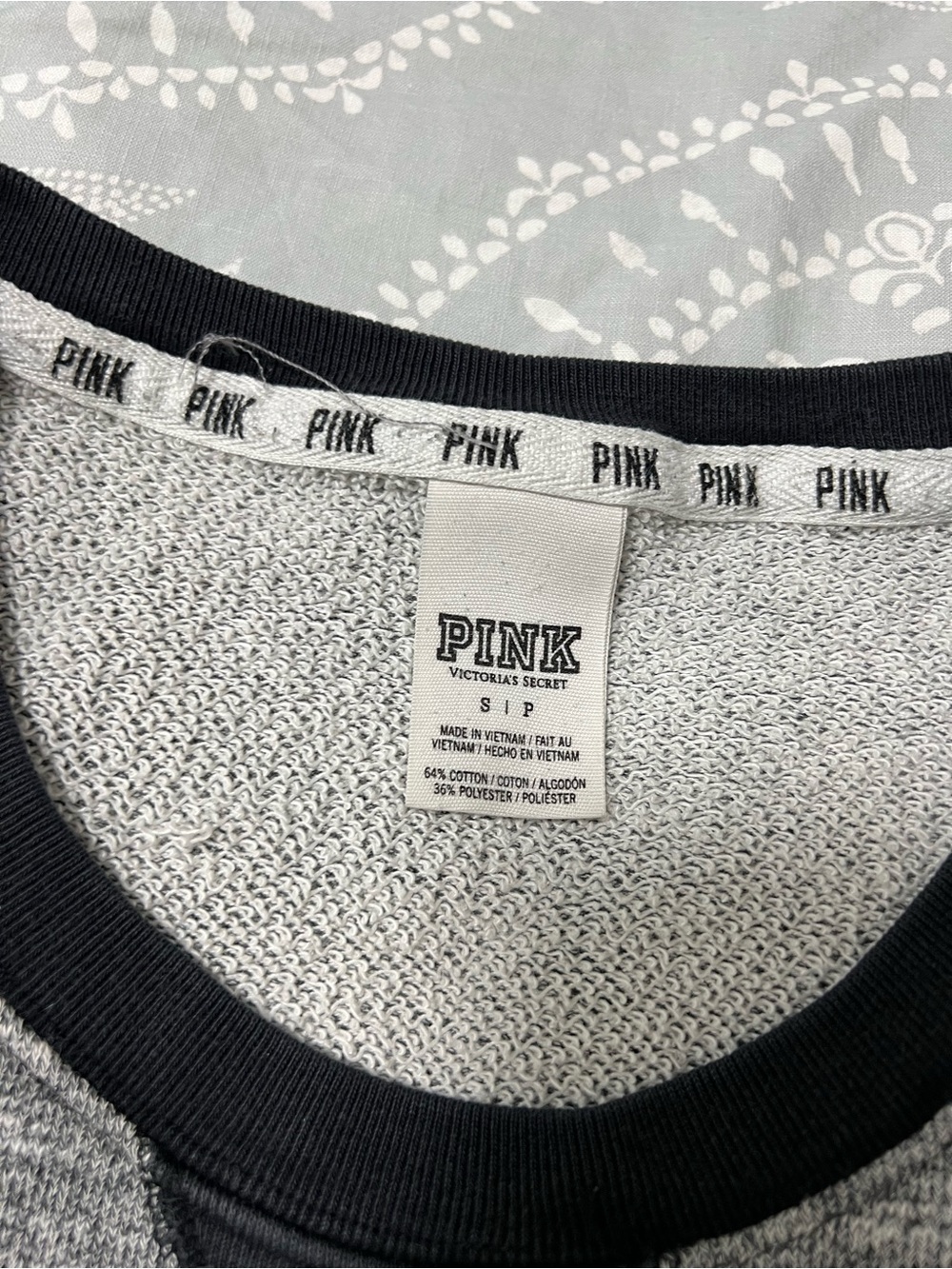 Victoria's Secret PINK Gray and Black Crewneck Sweatshirt - Picture 3 of 8